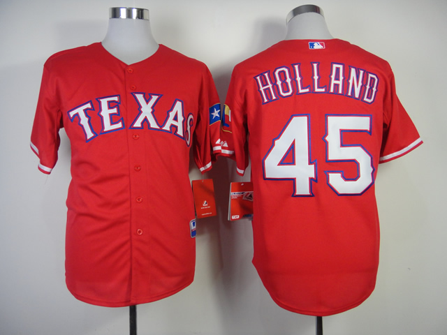 Men Texas Rangers 45 Holland Red MLB Jerseys